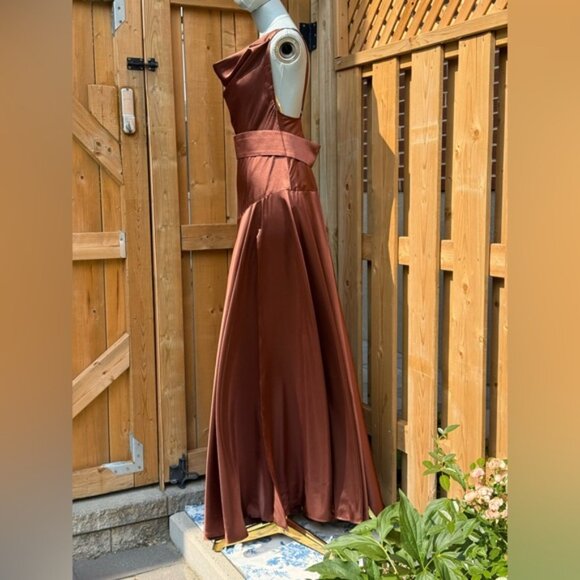 🆕 BRONX & BANCO 🧿 NWOT Leo Chocolate Brown Silk-Blend Maxi Dress, Sz M US 6 - Picture 5 of 15